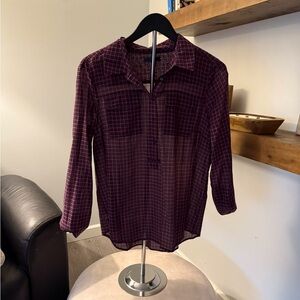 Purple Plaid Sheer Blouse